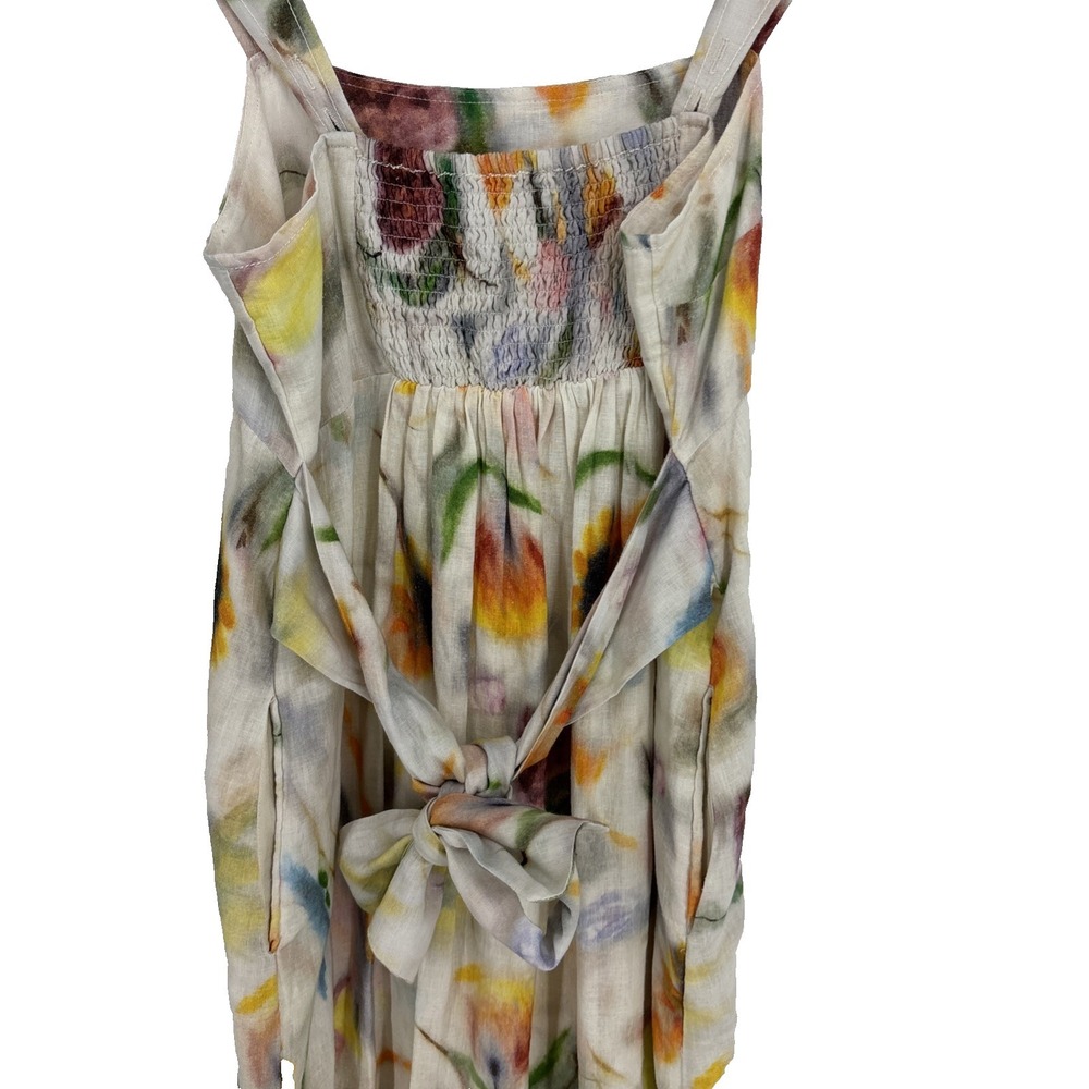 Anthropologie Klaas Jonkman Sleeveless Linen Midi Dress Watercolor Floral Small - Picture 9 of 9